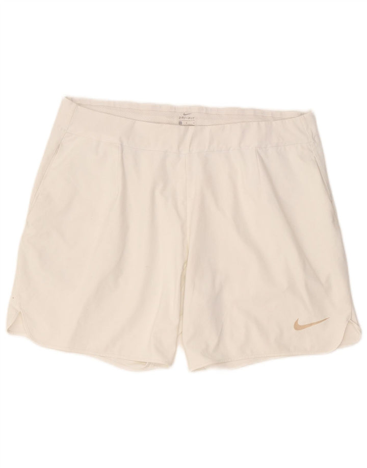 Pantaloncini sportivi Nike Dri Fit da donna UK 16 Large Bianco Poliestere