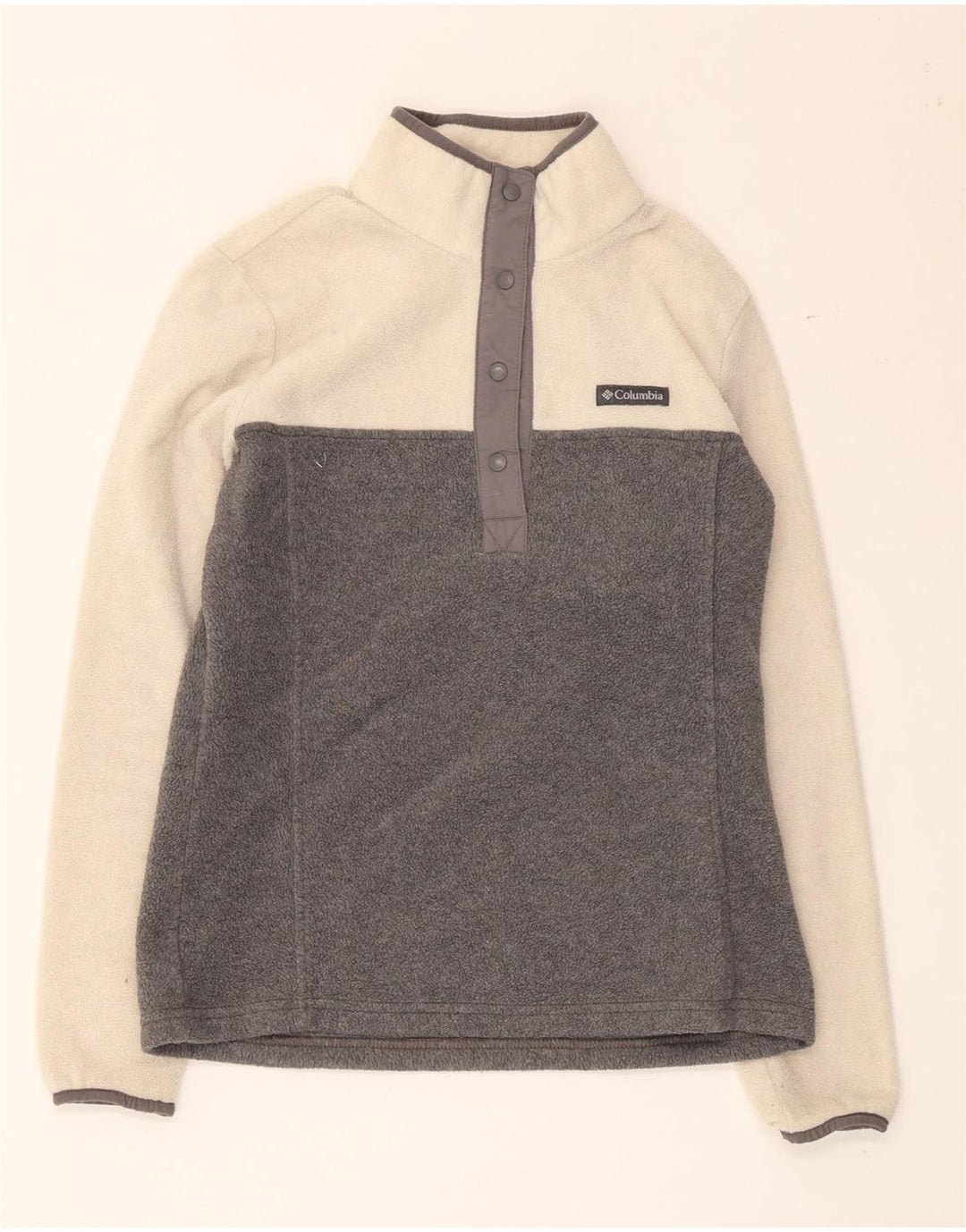 Maglione in pile da donna Columbia con collo a bottoni UK 10 Small Grey Colourblock