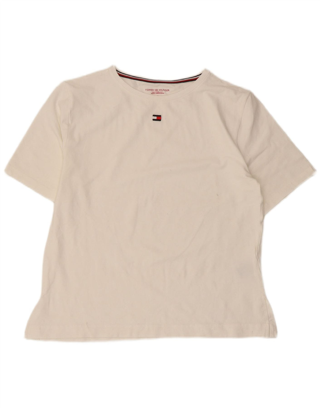 TOMMY HILFIGER T-shirt da donna Top UK 14 cotone bianco medio