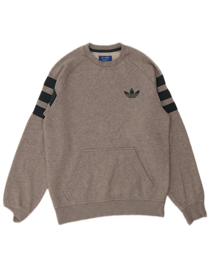 Felpa Adidas da uomo 3D Arc, maglione piccolo, cotone Fair Isle grigio