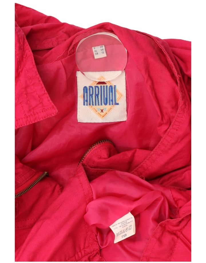Giacca a vento oversize con cappuccio da donna vintage UK 12 Cotone rosa medio