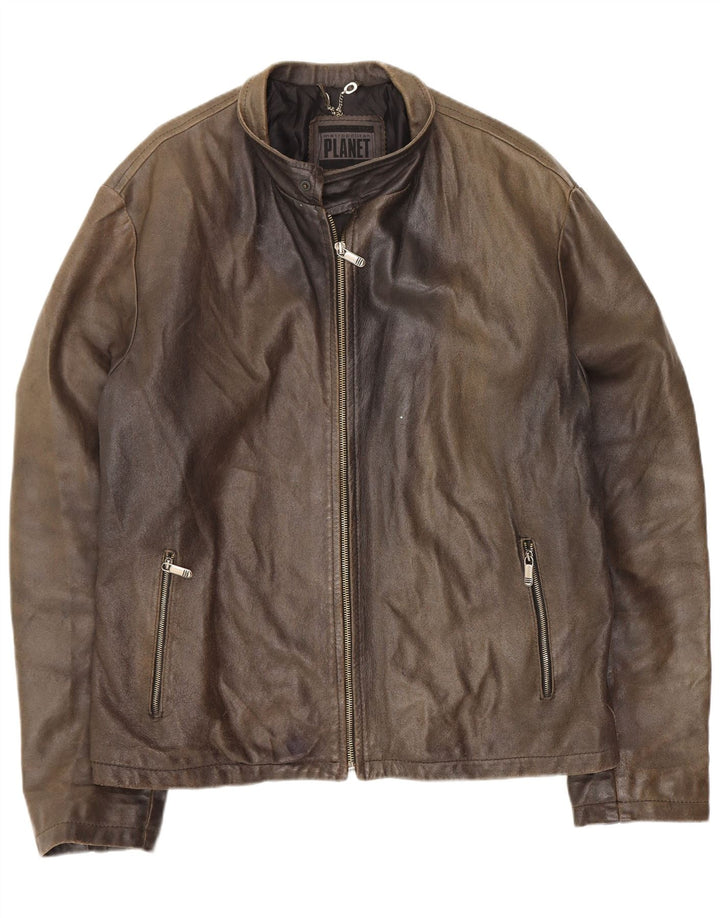 Giacca in pelle da uomo Planet IT 54 2XL Verde