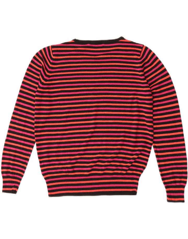 Maglione maglione con scollo a barca da donna Marks & Spencer UK 14 a righe rosa medio