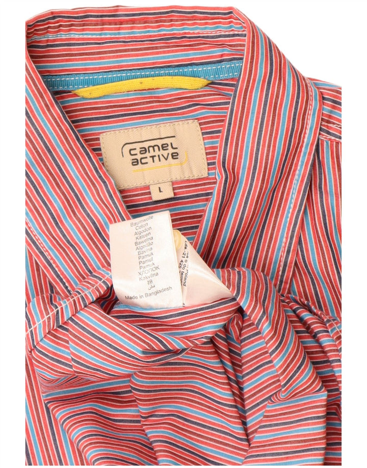 Camicia a maniche corte da uomo Camel Active Grande cotone gessato multicolore