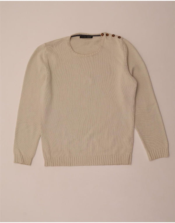 Maglione maglione girocollo da uomo Zara XL in cotone beige