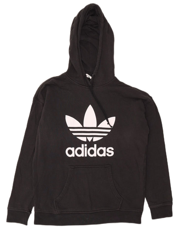 Felpa con cappuccio oversize grafica da donna Adidas UK 10 piccola in cotone nero
