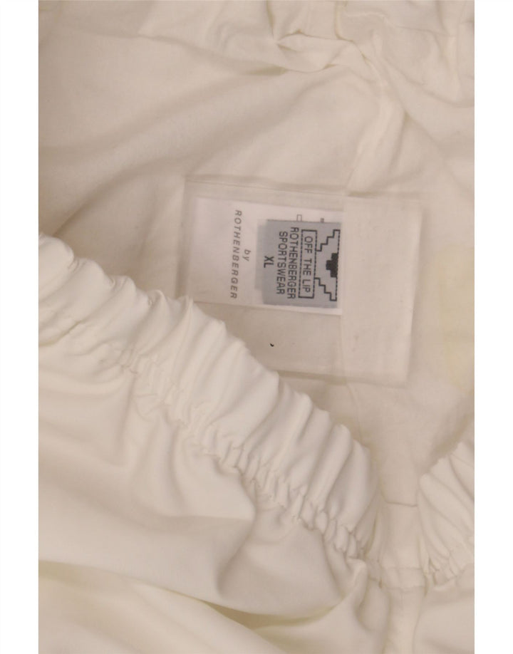 VINTAGE Mens Tracksuit Trousers Joggers XL  White Polyamide