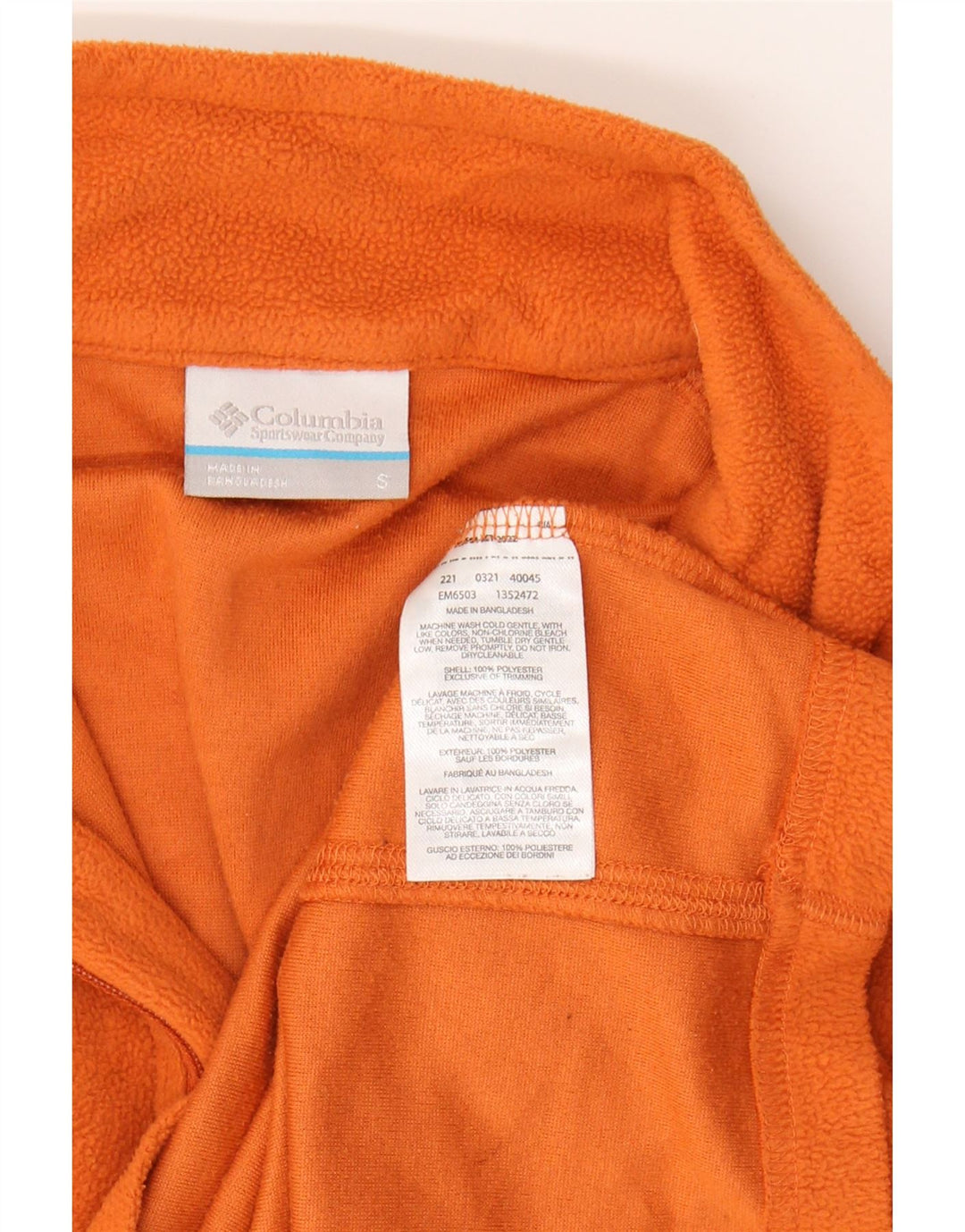 COLUMBIA Mens Zip Neck Fleece Jumper Small Orange Polyester