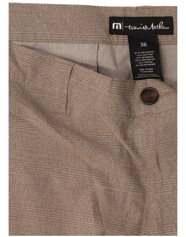 Pantaloncini chino da uomo Travis Mathew W36 poliestere a quadri beige grande