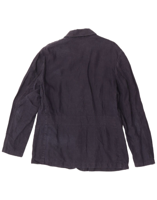 Giacca utility da uomo Massimo Dutti UK 40 Large Lino blu navy