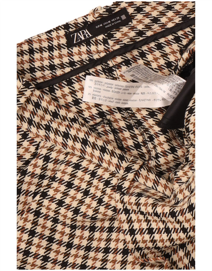 Pantaloncini chino con pegging da donna Zara medi W28 poliestere pied de poule marrone