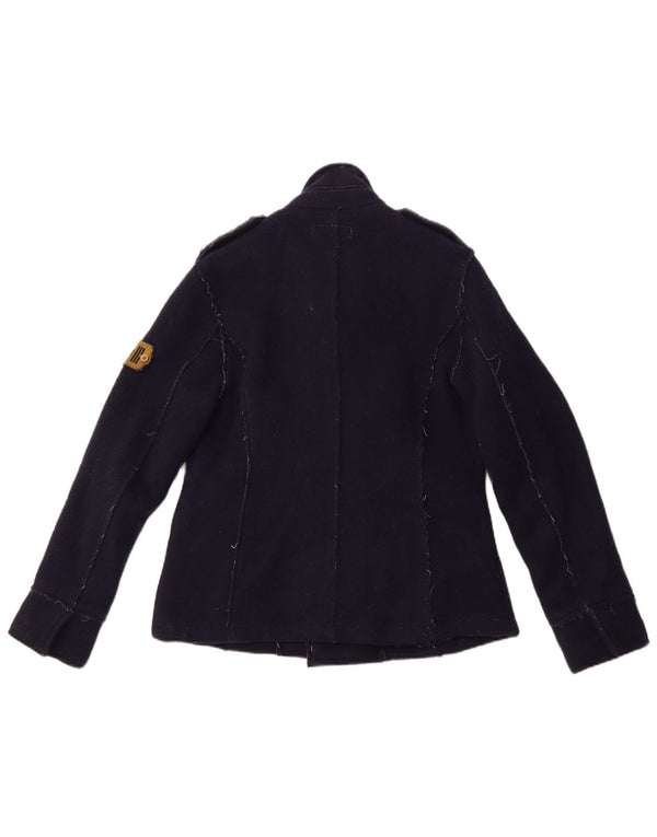 RIFLE Giacca blazer doppiopetto militare da donna UK 14 medio blu navy