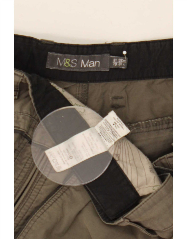 Pantaloncini cargo da uomo Marks & Spencer W32 grandi cotone kaki