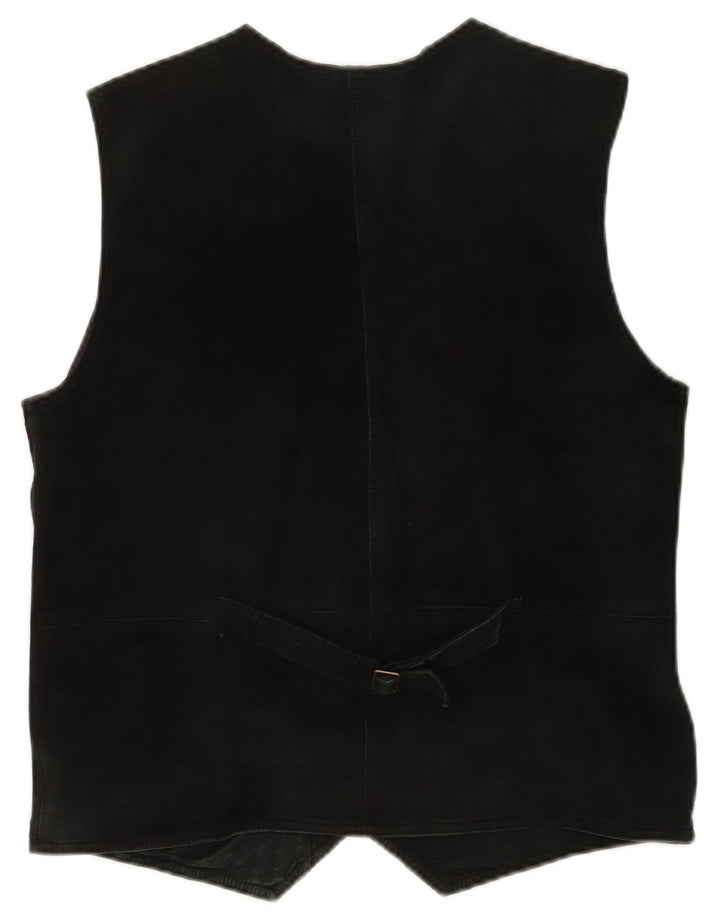 Gilet in pelle scamosciata da uomo Pionier medio nero