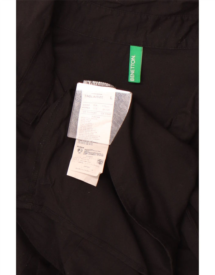 Camicia pullover da donna BENETTON UK 16 grande cotone nero