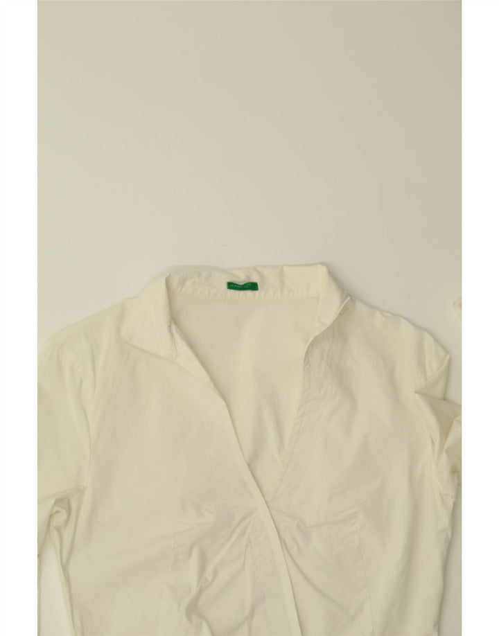 BENETTON Camicia da donna Camicetta UK 12 Cotone bianco medio
