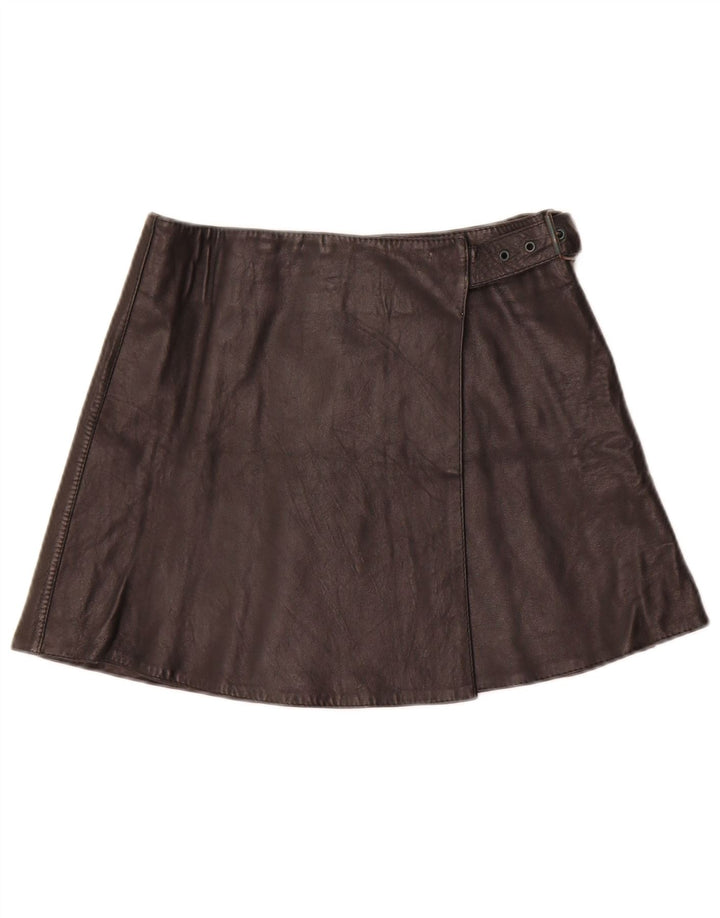 Per favore mini gonna in pelle da donna W28 media nera