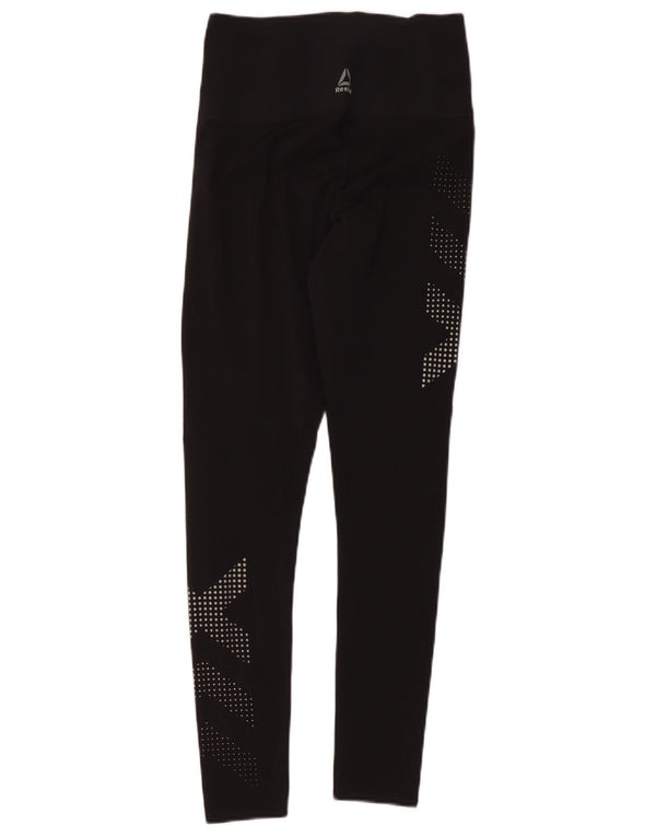Leggings grafici Reebok da donna UK 10 piccoli neri