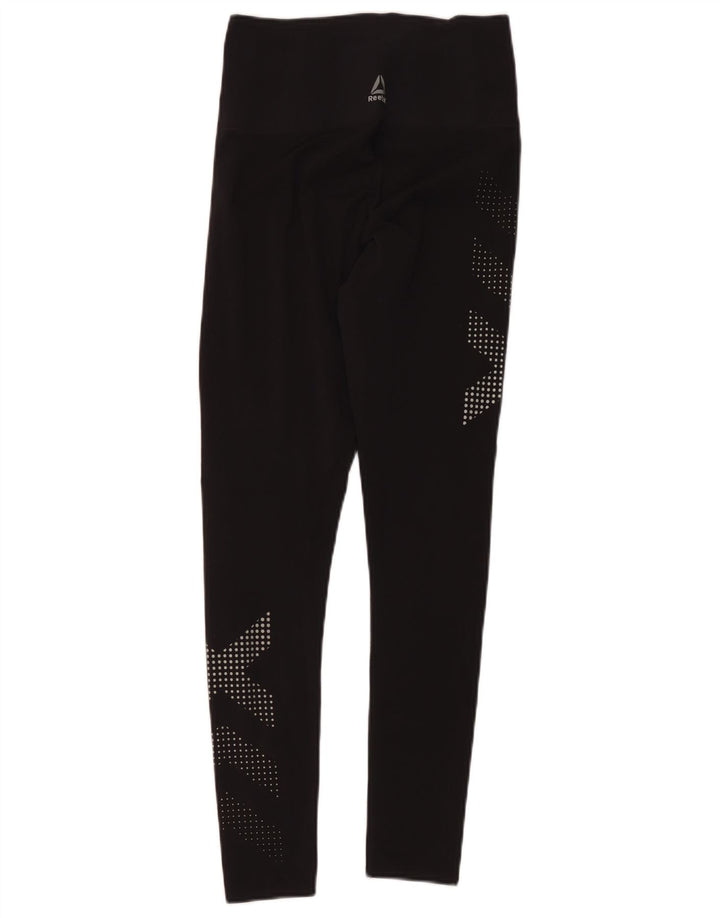 Leggings grafici Reebok da donna UK 10 piccoli neri