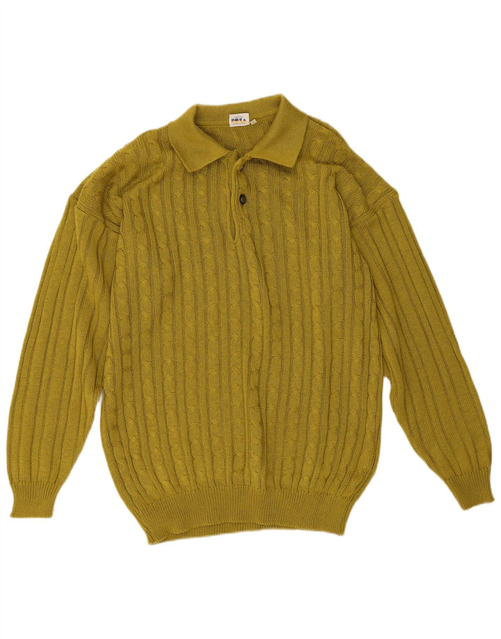 Maglione vintage da uomo con collo alto in cotone verde medio