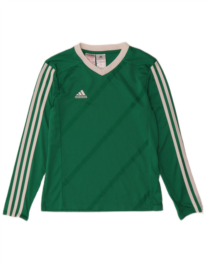 Top ADIDAS da bambino a maniche lunghe 11-12 anni in poliestere a righe verdi larghe