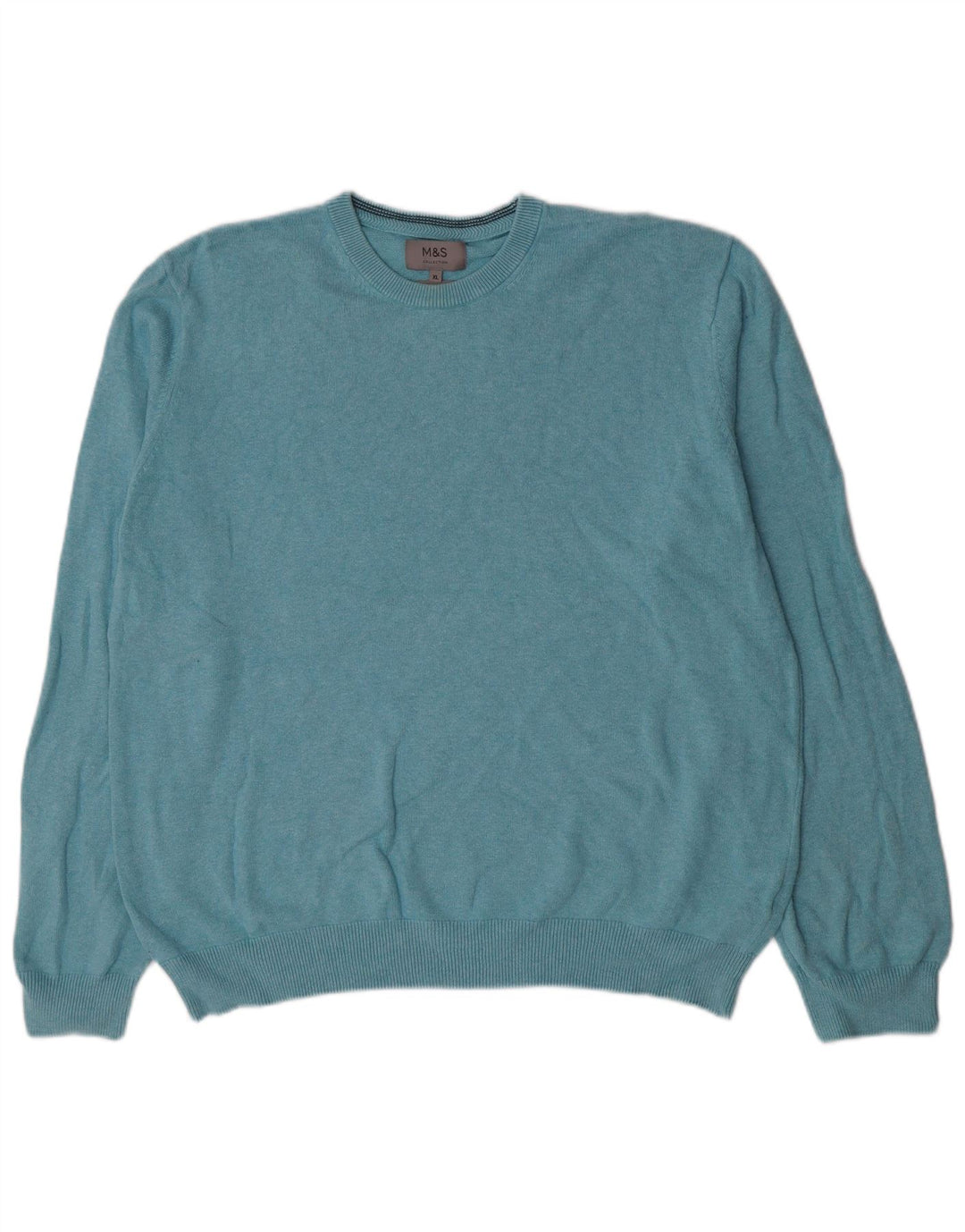Maglione maglione girocollo da uomo Marks & Spencer XL in cotone blu