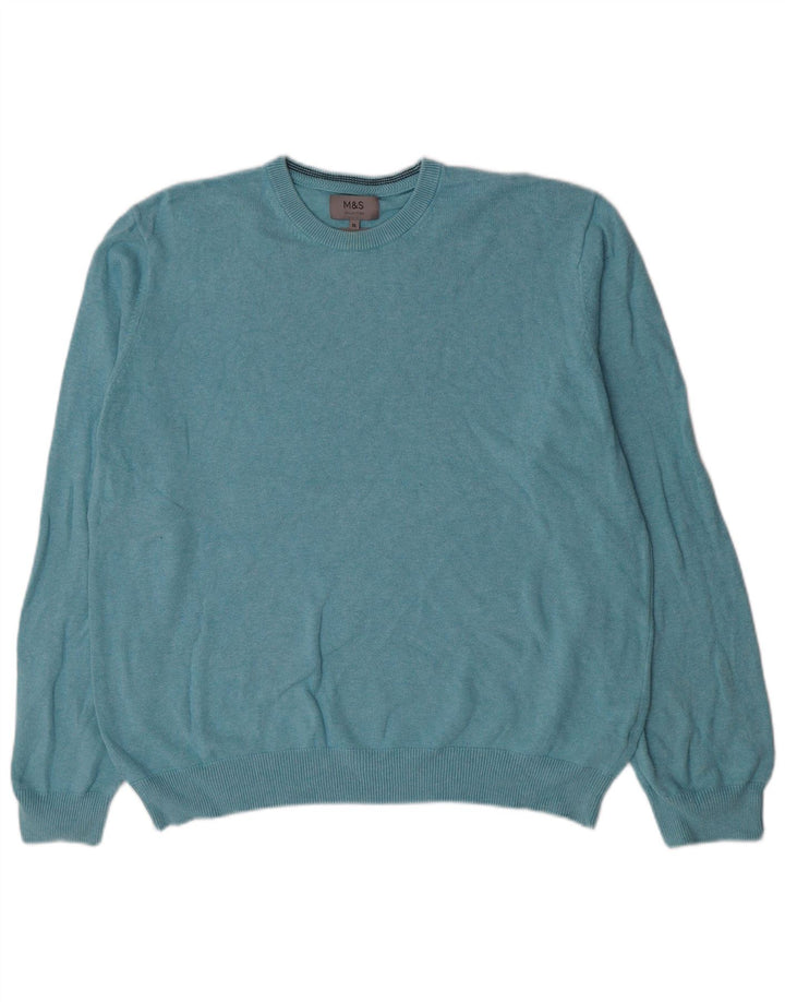Maglione maglione girocollo da uomo Marks & Spencer XL in cotone blu