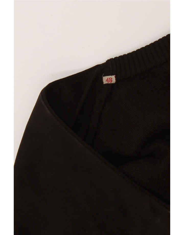 Canotta vintage da uomo in pelle scamosciata IT 48 piccola marrone