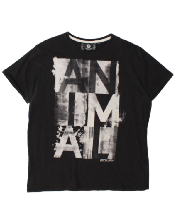 T-shirt grafica da uomo con vestibilità media Animal XL in cotone grigio