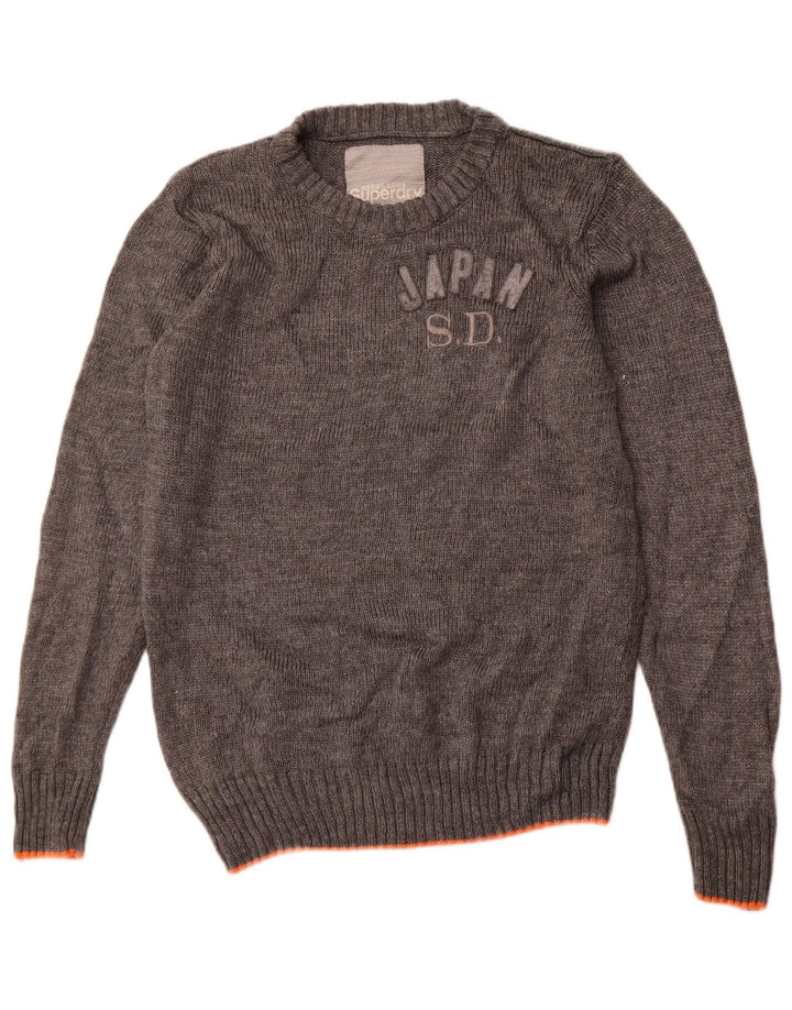 Maglione maglione girocollo con grafica da uomo Superdry, grande acrilico grigio
