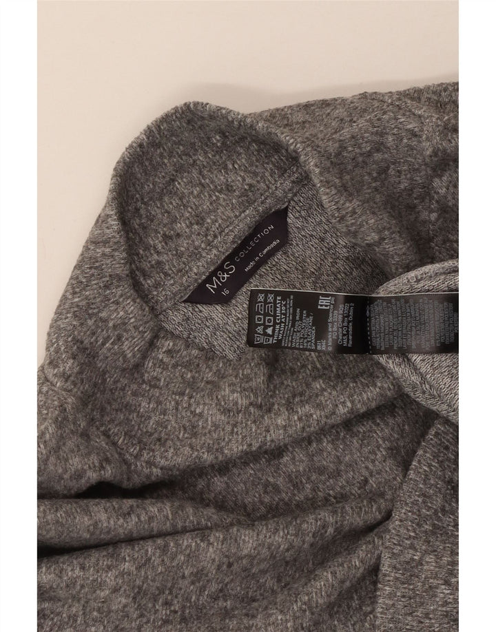MARKS & SPENCER maglione da donna con collo alto e maglione UK 16 grande grigio screziato
