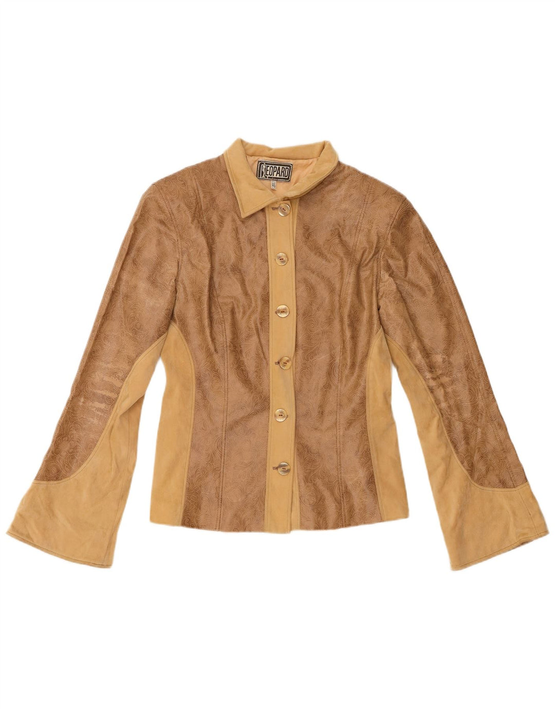 Giacca in pelle da donna leopardata IT 46 grande marrone floreale