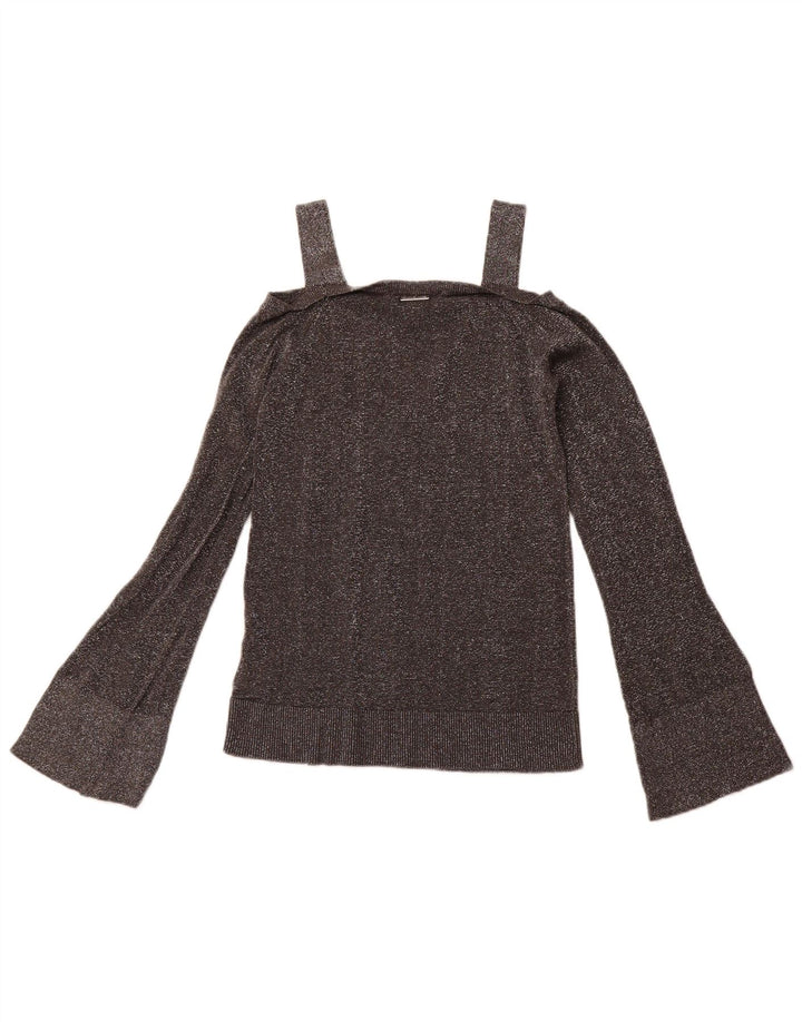 MICHAEL KORS Camicetta da donna con spalle scoperte Top UK 6 XS Cotone chiazzato grigio