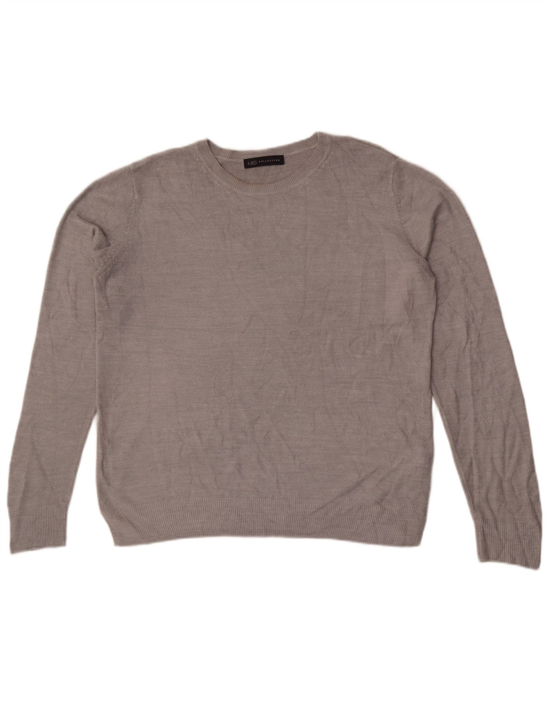 Maglione maglione girocollo da donna Marks & Spencer UK 14 grande acrilico grigio