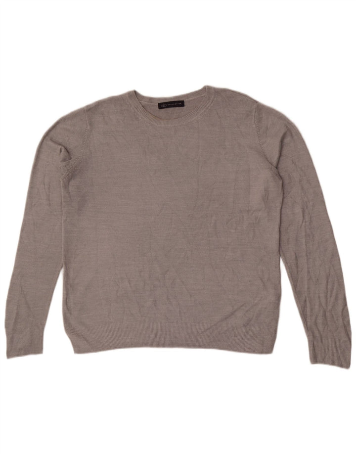 Maglione maglione girocollo da donna Marks & Spencer UK 14 grande acrilico grigio