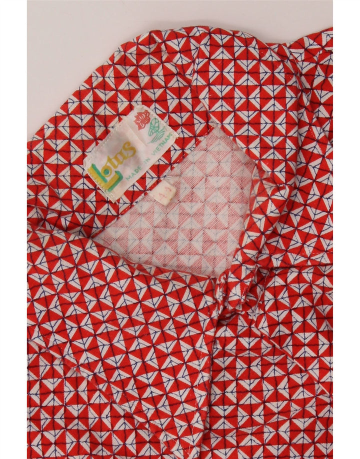 Camicia da uomo vintage taglia 44 XL rossa geometrica