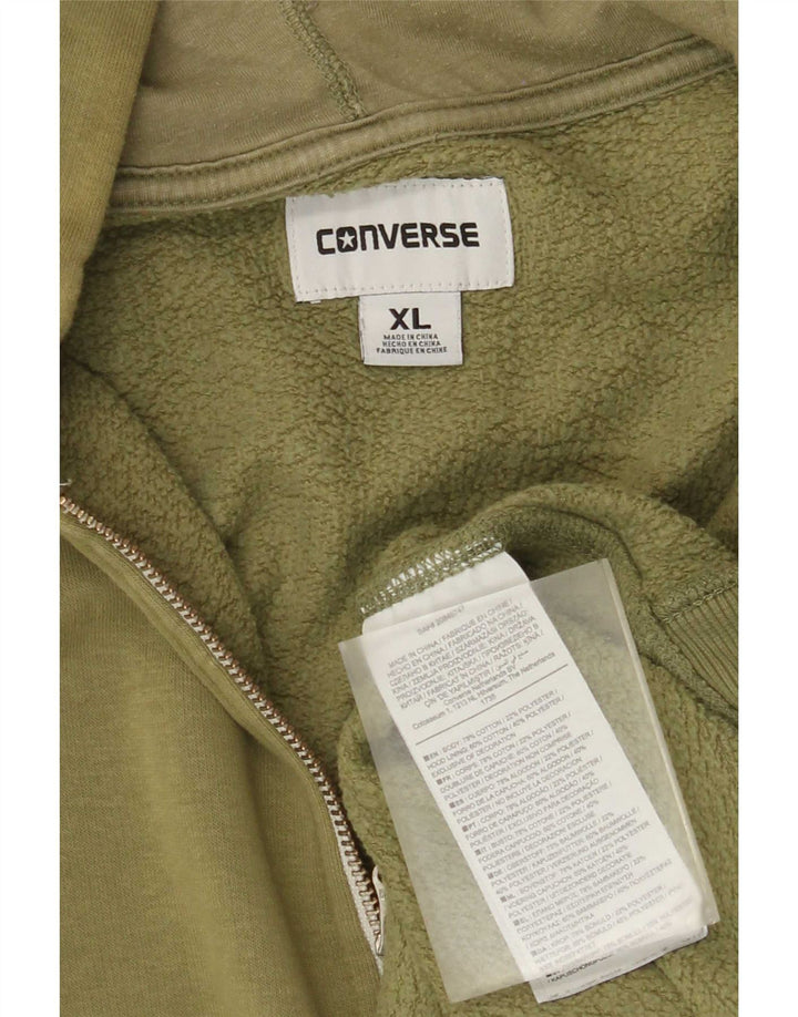 Maglione con cappuccio e zip da uomo Converse XL in cotone verde