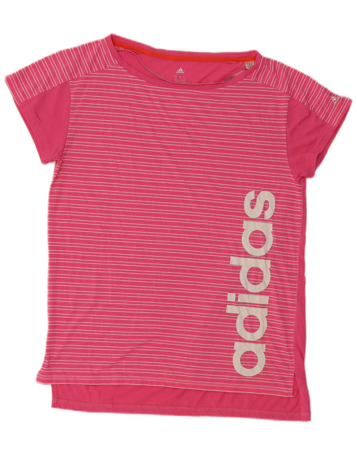 T-shirt grafica oversize da donna Adidas UK 8/10 piccola a righe rosa