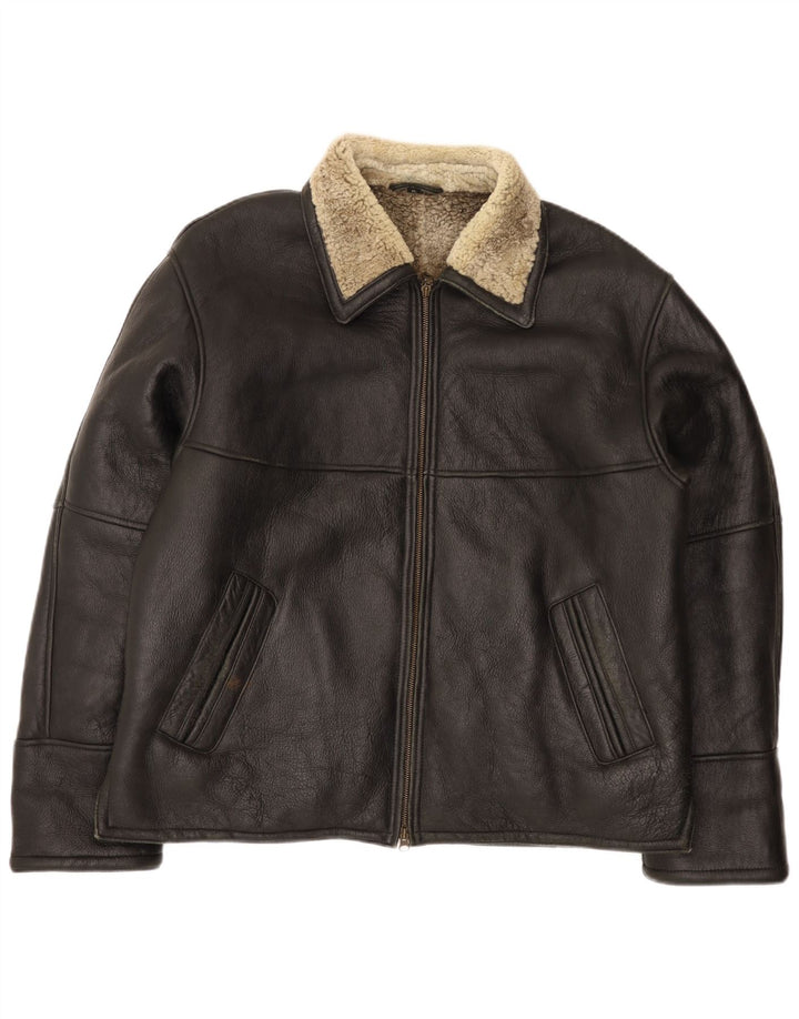 Giacca in shearling da uomo Firenze UK 42 XL in pelle nera