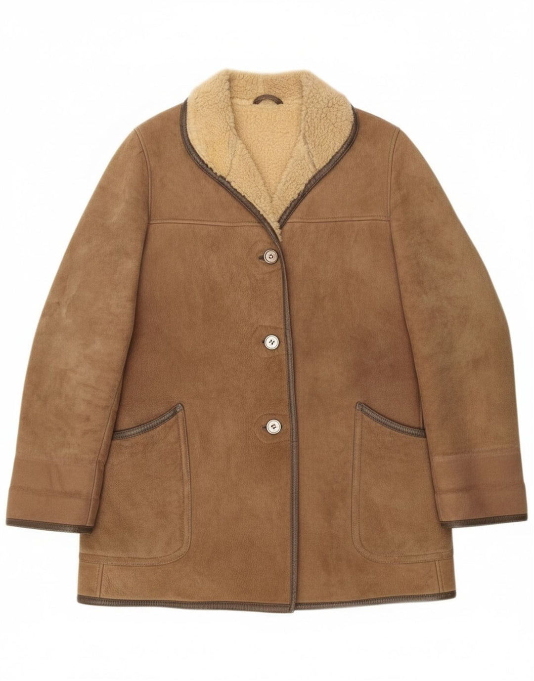 Cappotto in shearling vintage da donna UK 16 grande beige