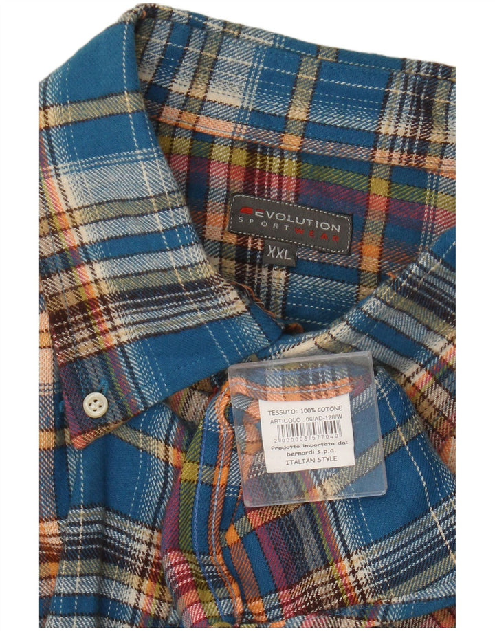 Camicia in flanella da uomo Evolution 2XL cotone scozzese blu