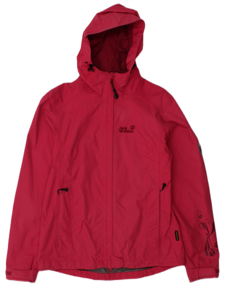 JACK WOLFSKIN Giacca antipioggia da donna con cappuccio UK 10 Small Rosa Poliammide