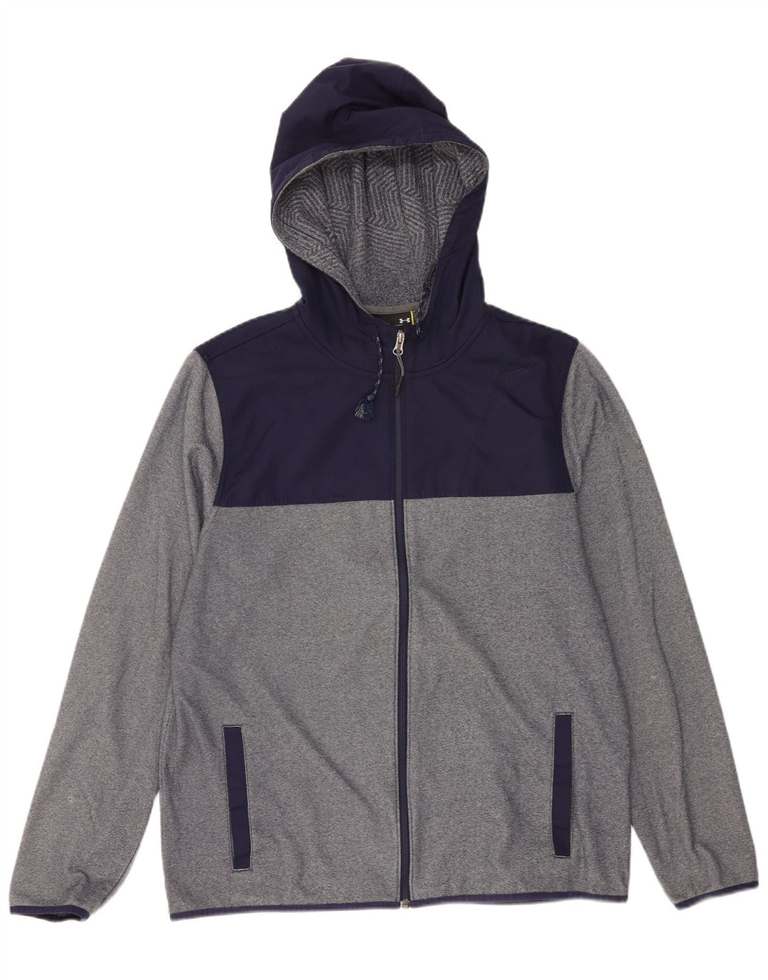 Felpa con cappuccio e zip da uomo Under Armour, grande, in poliestere color block grigio
