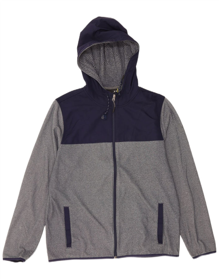 Felpa con cappuccio e zip da uomo Under Armour, grande, in poliestere color block grigio