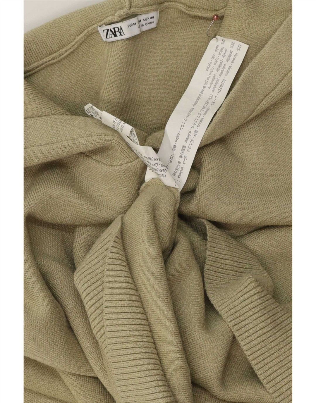 Maglione con cappuccio da uomo Zara in viscosa kaki media