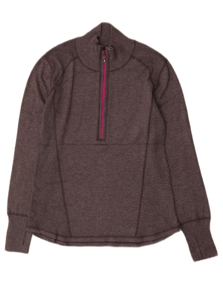 Maglione maglione da donna con collo con zip Eddie Bauer UK 16 grande grigio