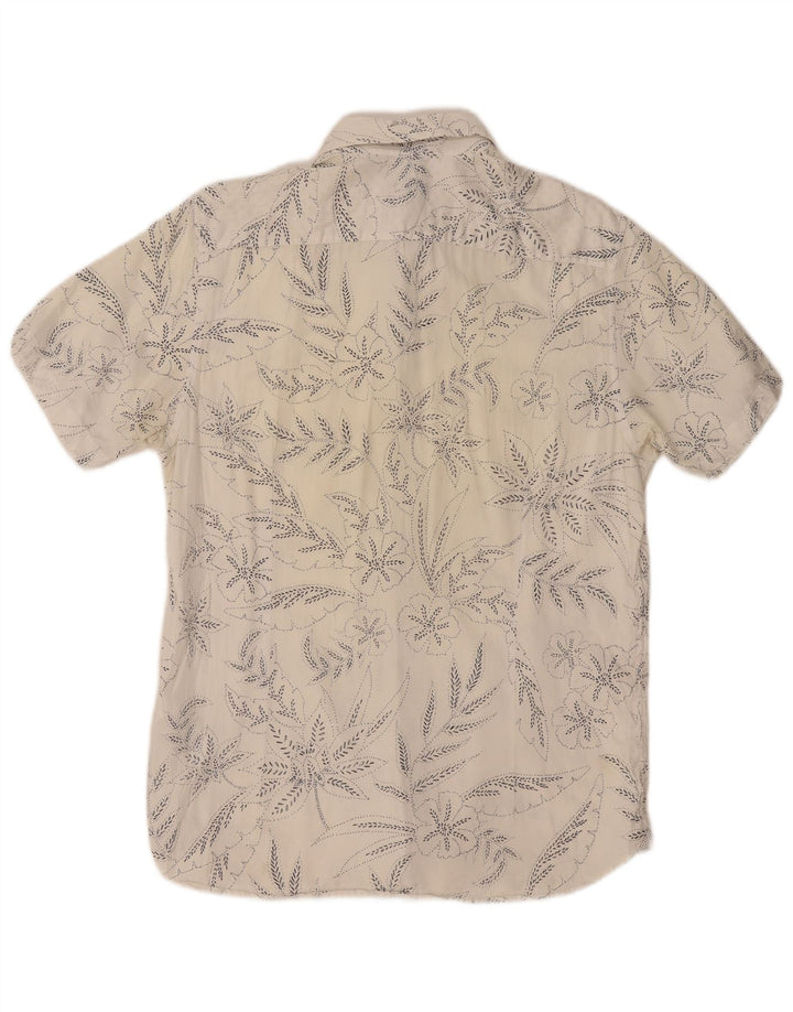 TED BAKER Camicia a maniche corte da uomo taglia 4 grande cotone floreale bianco