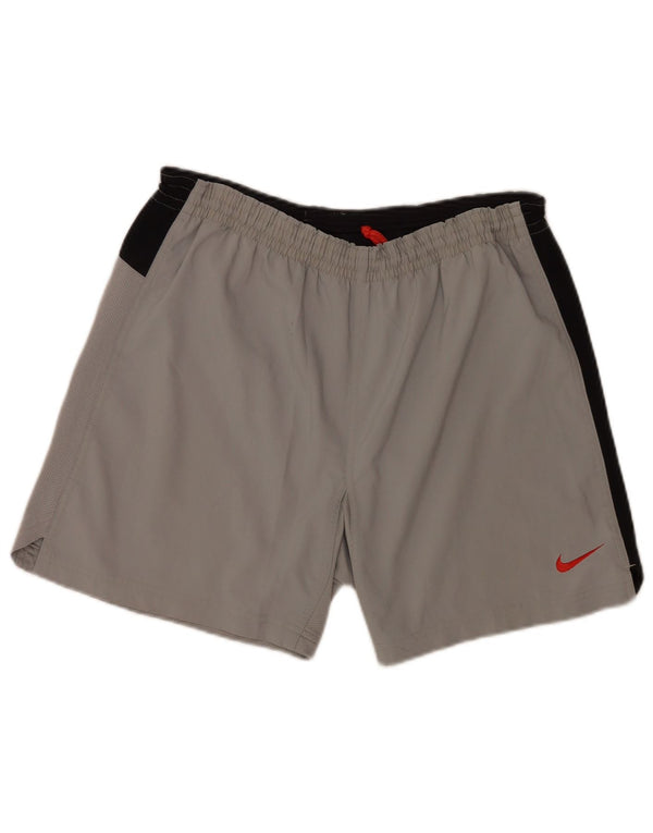 Pantaloncini sportivi Nike da uomo in poliestere color block grigio medio