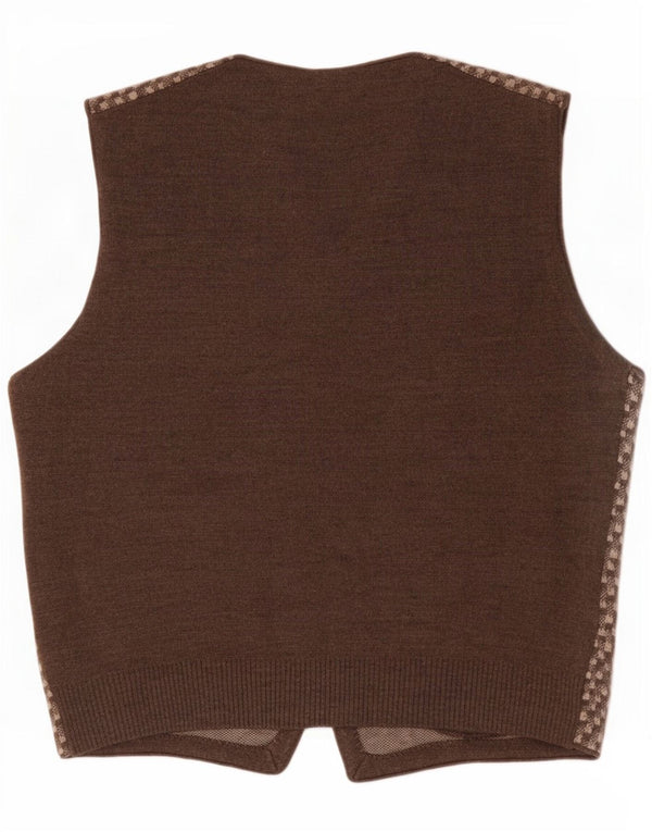 Gilet da uomo vintage marrone medio geometrico