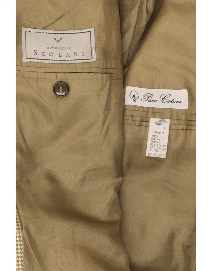 UMBERTO SCOLARI Giacca Blazer 2 Bottoni Uomo IT 50 Large Verde Pied De Poule